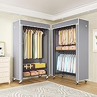 Vista 6 de FUTASSI Perchero negro con cubierta gris, armarios con ruedas P1C, perchero de metal para colgar ropa, armario de almacenamiento de ropa, 36.2