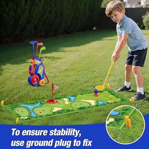 Miniatura 6 de Juego de Golf para Niños Pequeños de 2-4 Años, Club de Golf para Niños con 8 Pelotas, 4 Palos de Plástico, Tapete de Putting, Marcador, Bolsa de
