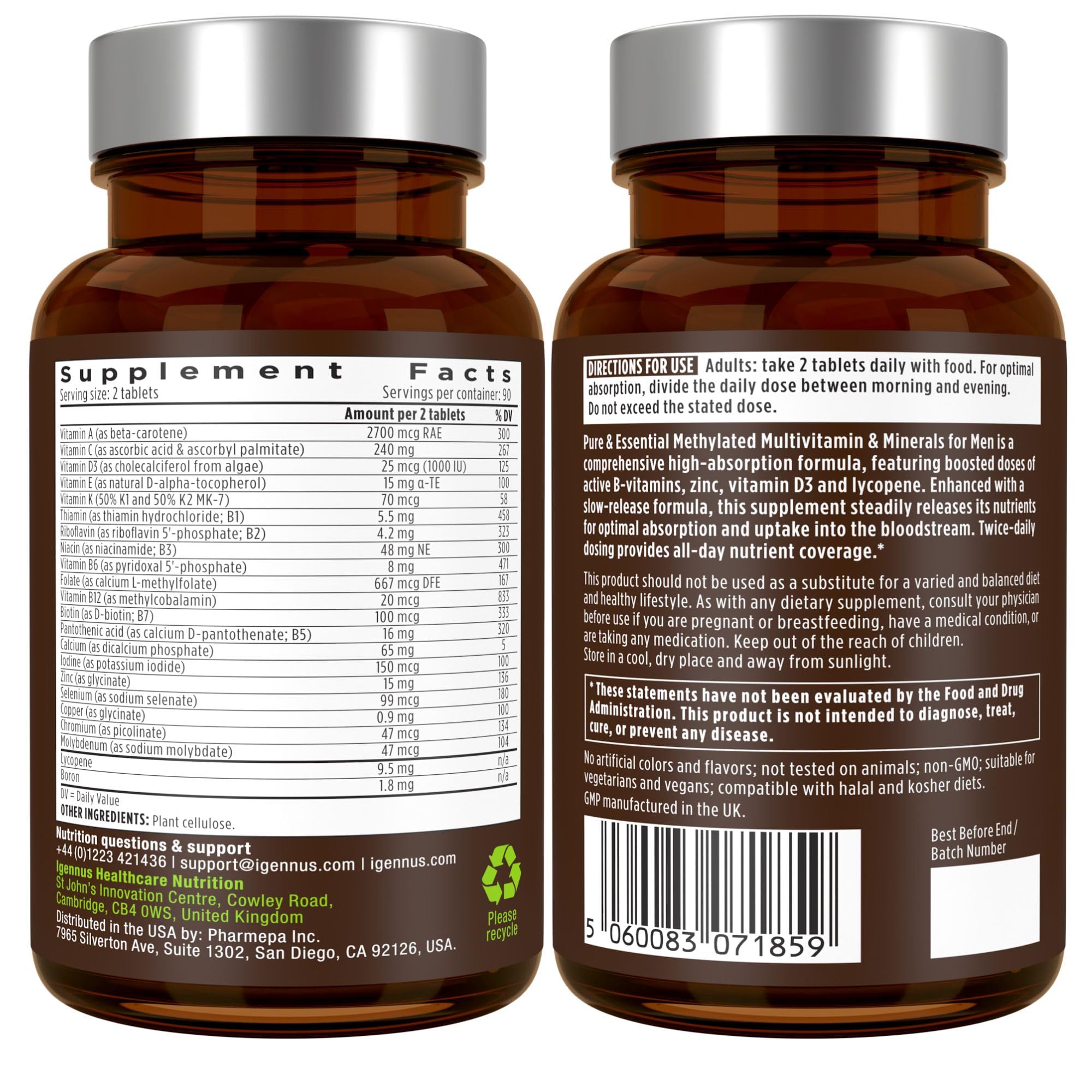 Igennus Methylated Multivitamin for Men, 22 Actives, 3-Month Supply — Amazon image 8