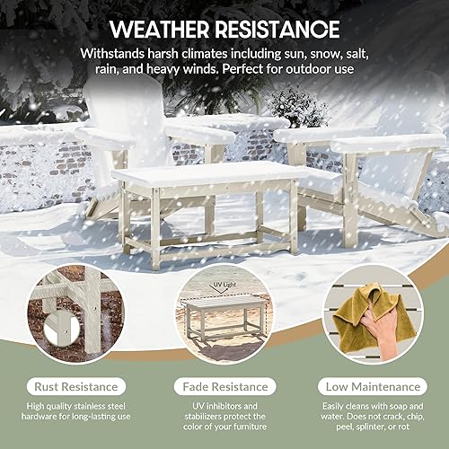 Miniatura 4 de WestinTrends Malibu - Mesa de centro para exteriores 35 x 175 pulgadas para todo tipo de clima madera de polietileno Adirondack mesa de café para