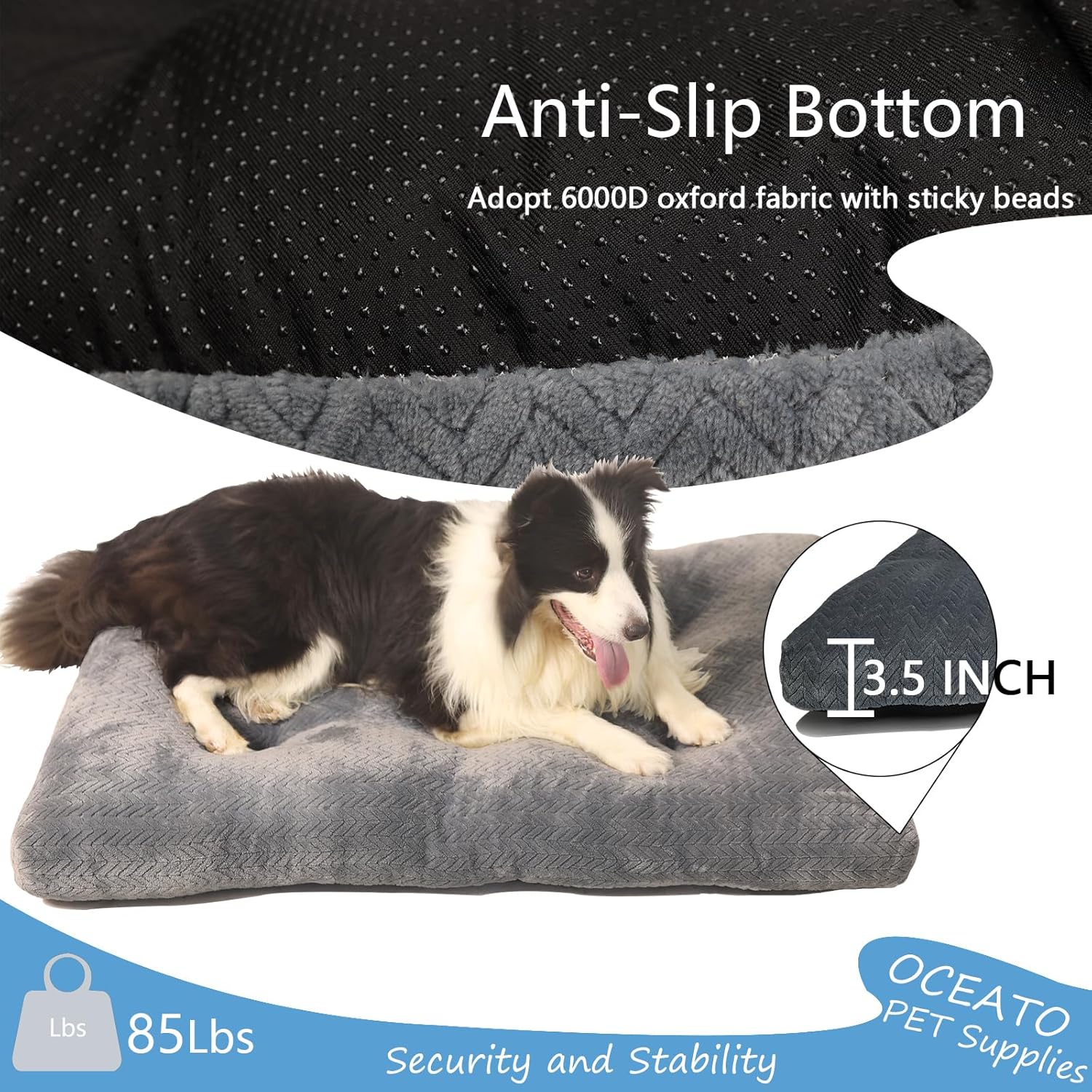 review Dog Bed for Crate 42 Inch Washable Large Size Soft and Cozy Dog Mat for Crates,Big Comfy Anti Anxiety Pads for Jumbo Dogs,Anti-Slip Bottom Puppy Beds fit Kennel or Cage 42x28,Dark Grey