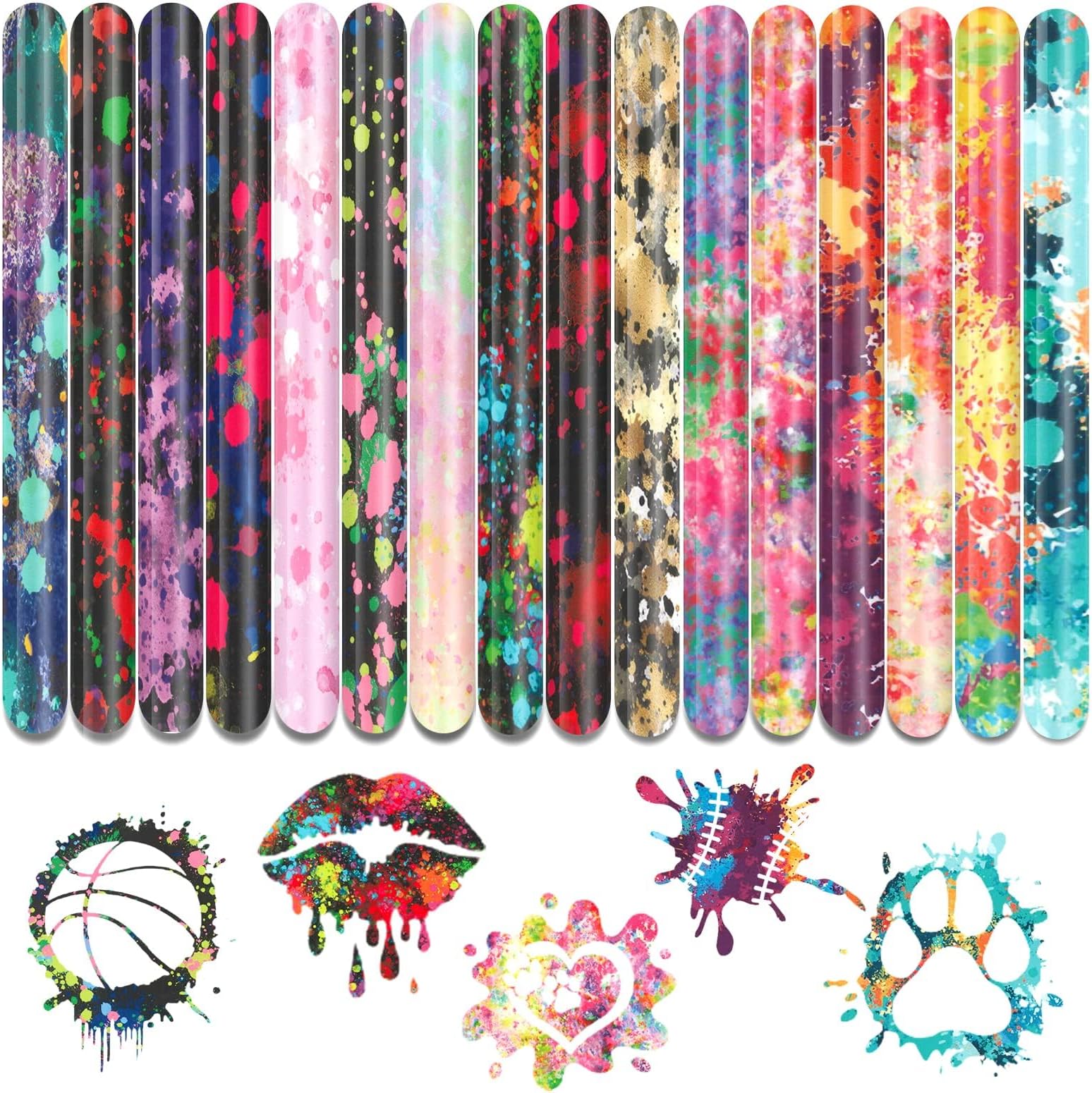 Tintnut Splash Heat Transfer Vinyl - 16 Sheets 10x12 Inch HTV Ink Watercolor Iron On Vinyl for T-Shirts Hats Clothes
