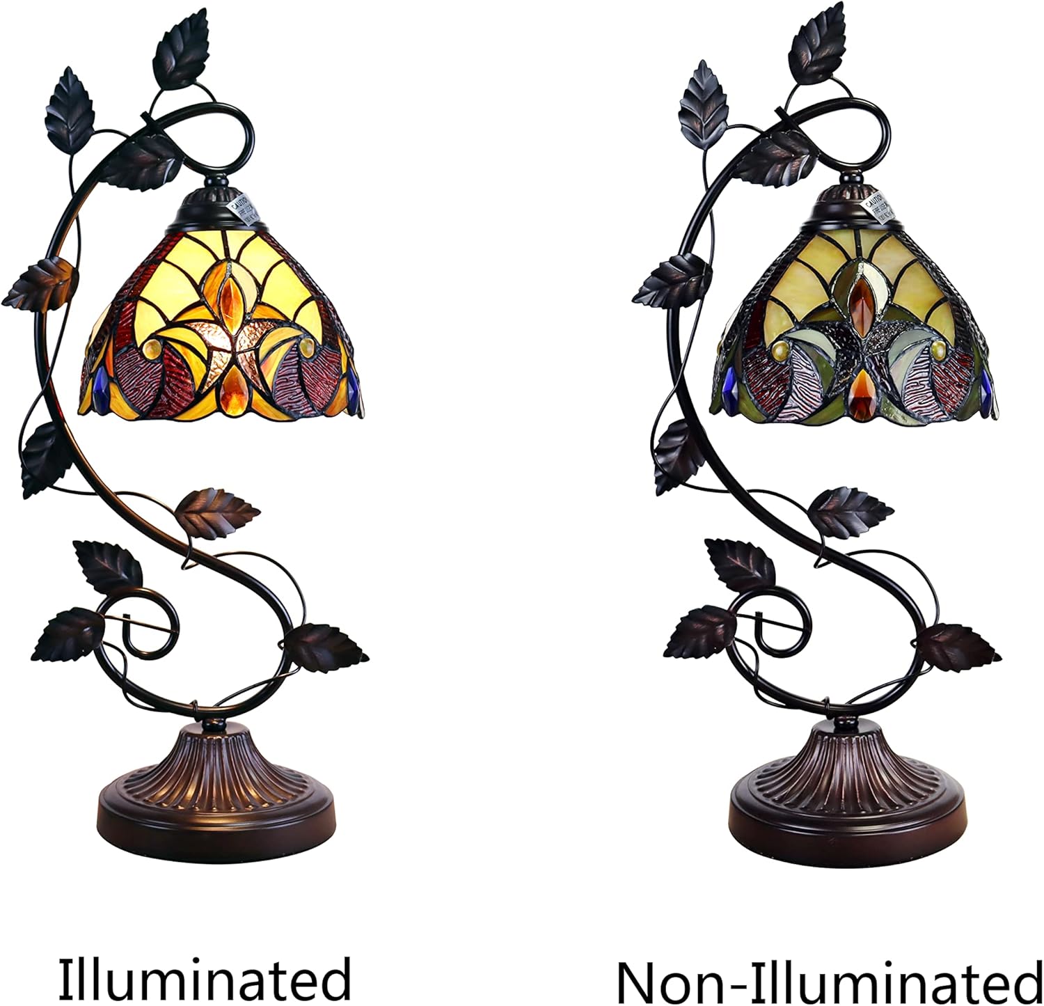 Radiance Goods Victorian Tiffany-Syle Dark Bronze 1 Light Accent Table Lamp 8" Wide