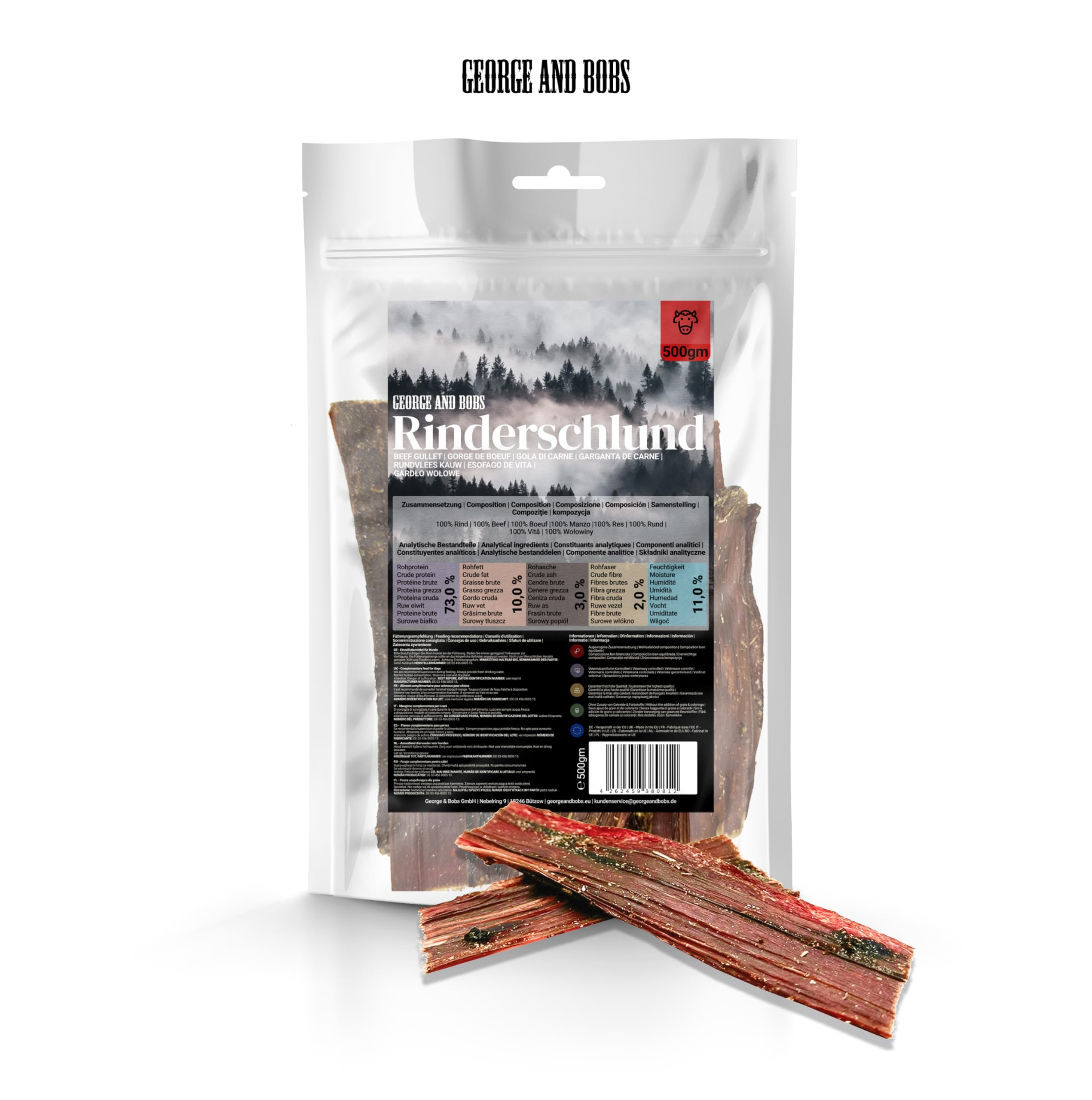 George and Bobs Rinderschlundfleisch Dörrfleisch für Hunde 1000g