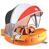 Mambobaby Baby Pool Float with Canopy, Non-Inflatable Infant Floats with Tail Solid Upgrade Soft Waterproof Skin-Friendly Mambo Baby Swimming Float for 3-24 Months Baby Boys Girls