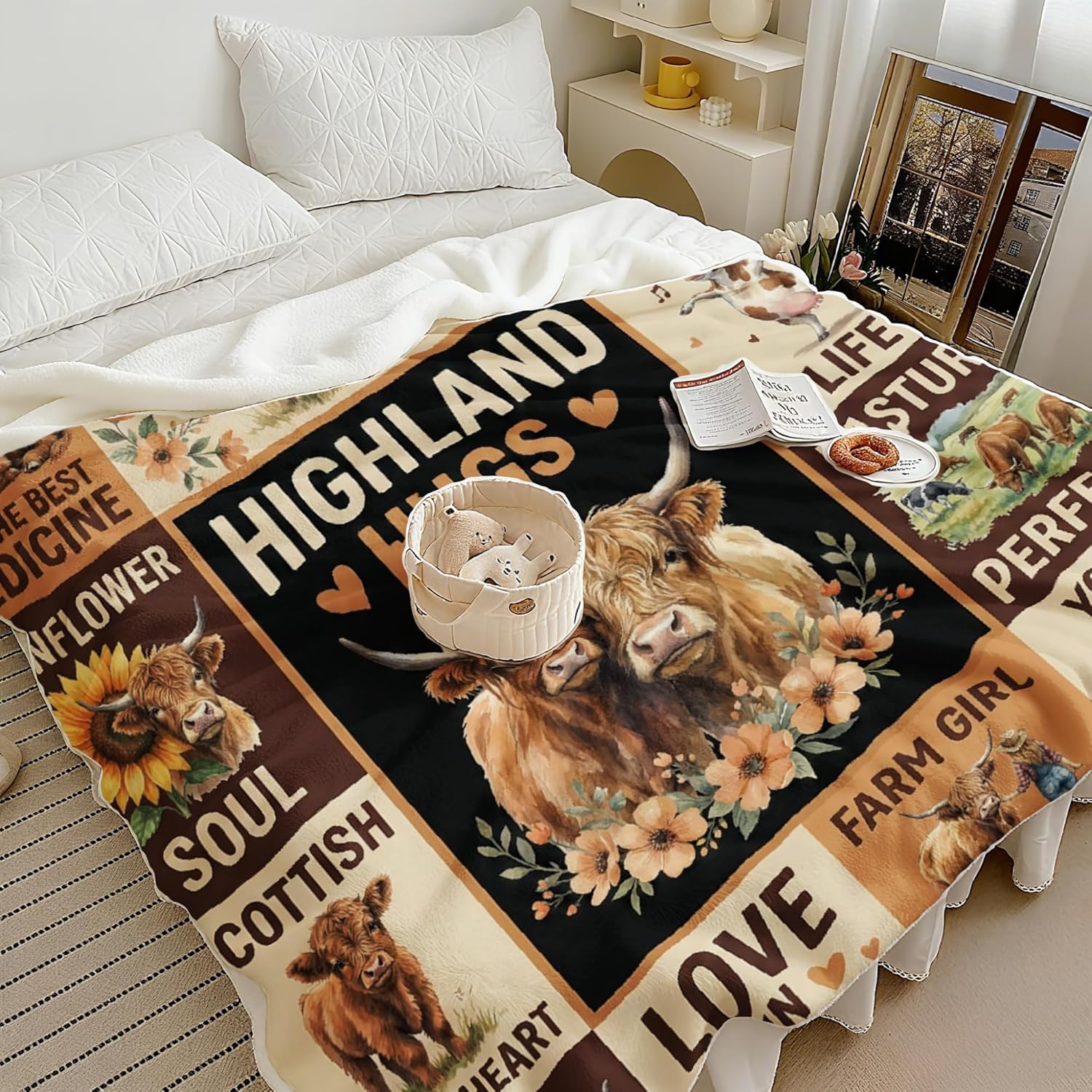 Cow Print Decor Bedding Throw Blanket Soft Cute Flannel Animal Print Throw Blanket Funny Cow Lover Best Warm Gifts Home Decor Gifts for Friends,Family,Wife,Self 50"x60" (Cow3) - Image 4