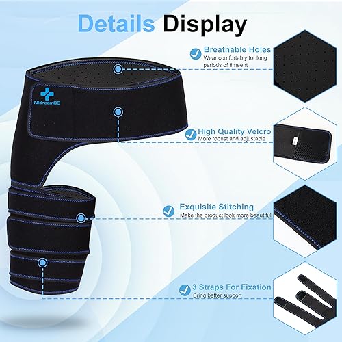 Miniatura 3 de Soporte de cadera para dispositivos de alivio del dolor de ciática, isquiotibiales ajustables, muslo, ingle, envoltura de compresión para el nervio