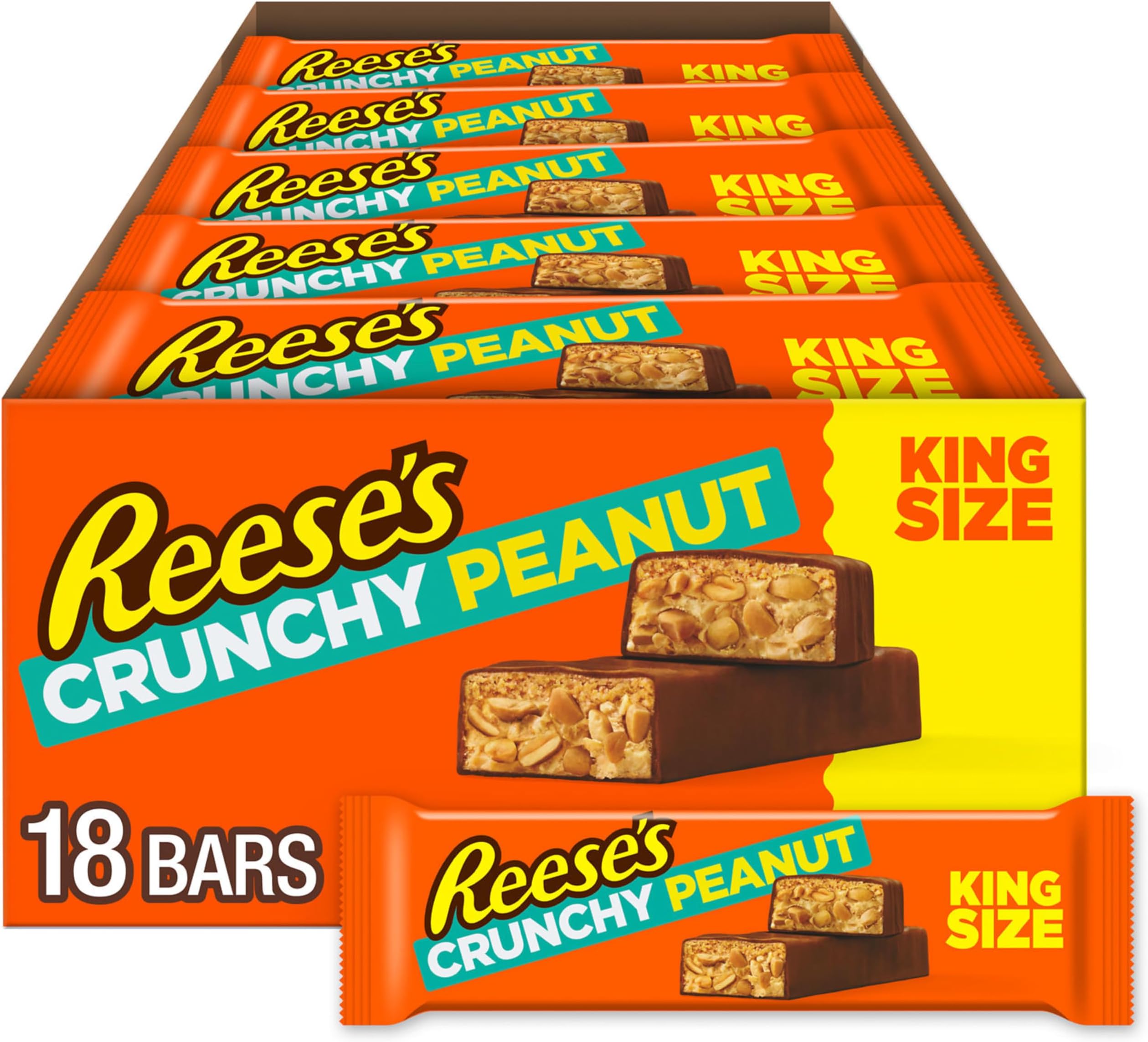 Crunchy Peanut Peanut Butter and Peanuts King Size, Candy Bars, 3.2 oz (18 Count)