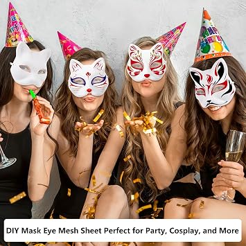 10 Sheets White Eye Mesh for Therian Mask- 21 x 30CM Fursuit Eyes Mesh, Plastic Mesh Canvas Sheets for DIY Cat Mask, Cosplay Props, Fursuits, Craft Making, Printable Waterproof PVC Plastic Mesh Sheet