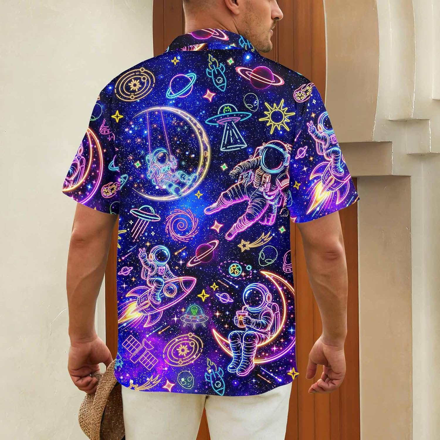 Men Hawaiian Funny Shirts Short Sleeve Button Down Party Summer Beach Outfit