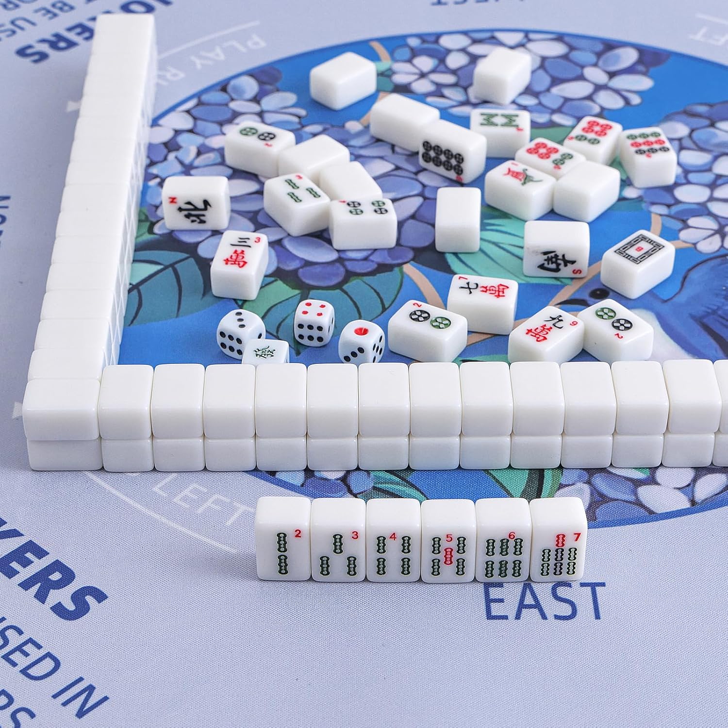 TIASUSAN Mini Mahjong Learning Mat (21” x 21”) for Travel Mahjong Tile Set, Anti-Slip, Noise-Reducing Mahjong Mat for Table, Board Games, Tile Games and Cards