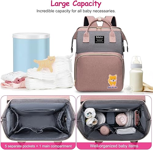 Miniatura 4 de iMounTEK Mochila para pañales para bebés, bolsas de pañales para bebés, mochilas de cambio de pañales multifuncionales, bolsa de mamá de gran