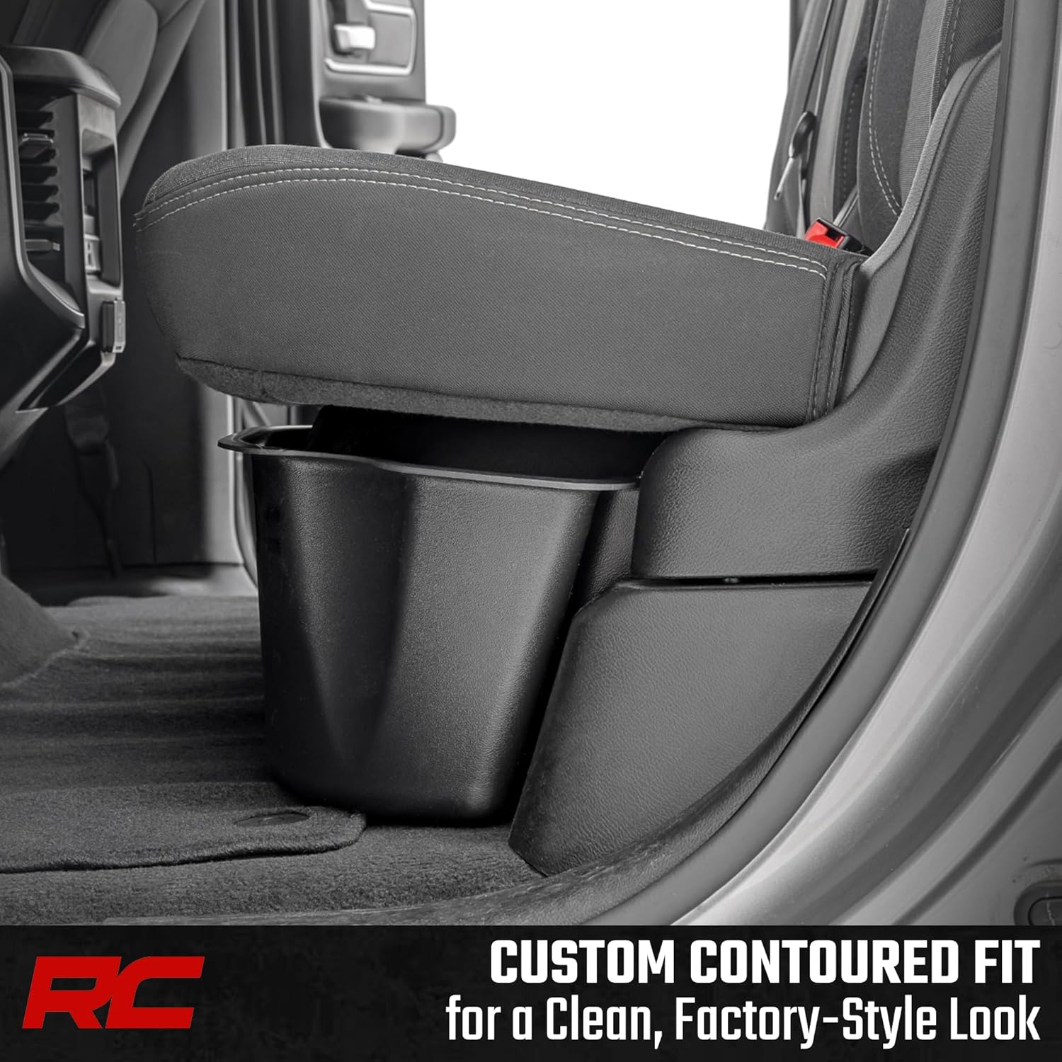Rough Country Under Seat Storage for Ram 1500 Quad Cab (2019-2026) - Custom Rear Under Seat Organizer Tray without Lid