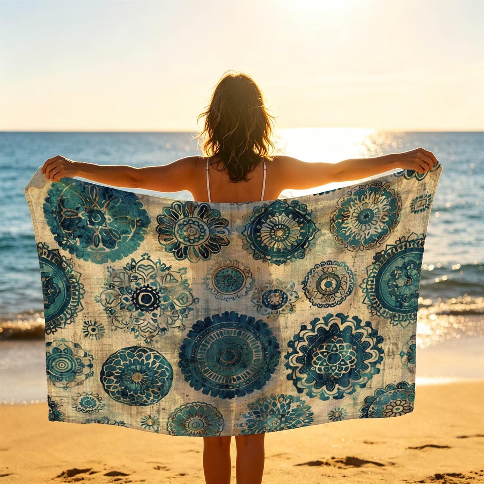 Redondo Toalla Playa 160x220 Resistente a la Arena Secado rápido Ligero, Toalla Playa Grande 220 x 160cm Suave Cómodo como Gym Yoga Sauna Toallas Baño Grandes Travel Essentials Sencillez XTLS-0521