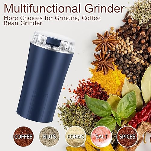 Miniatura 3 de Molinillos de café eléctricos, molinillo de especias, molinillo pequeño portátil de 300 W con 8 cuchillas de acero inoxidable para granos de