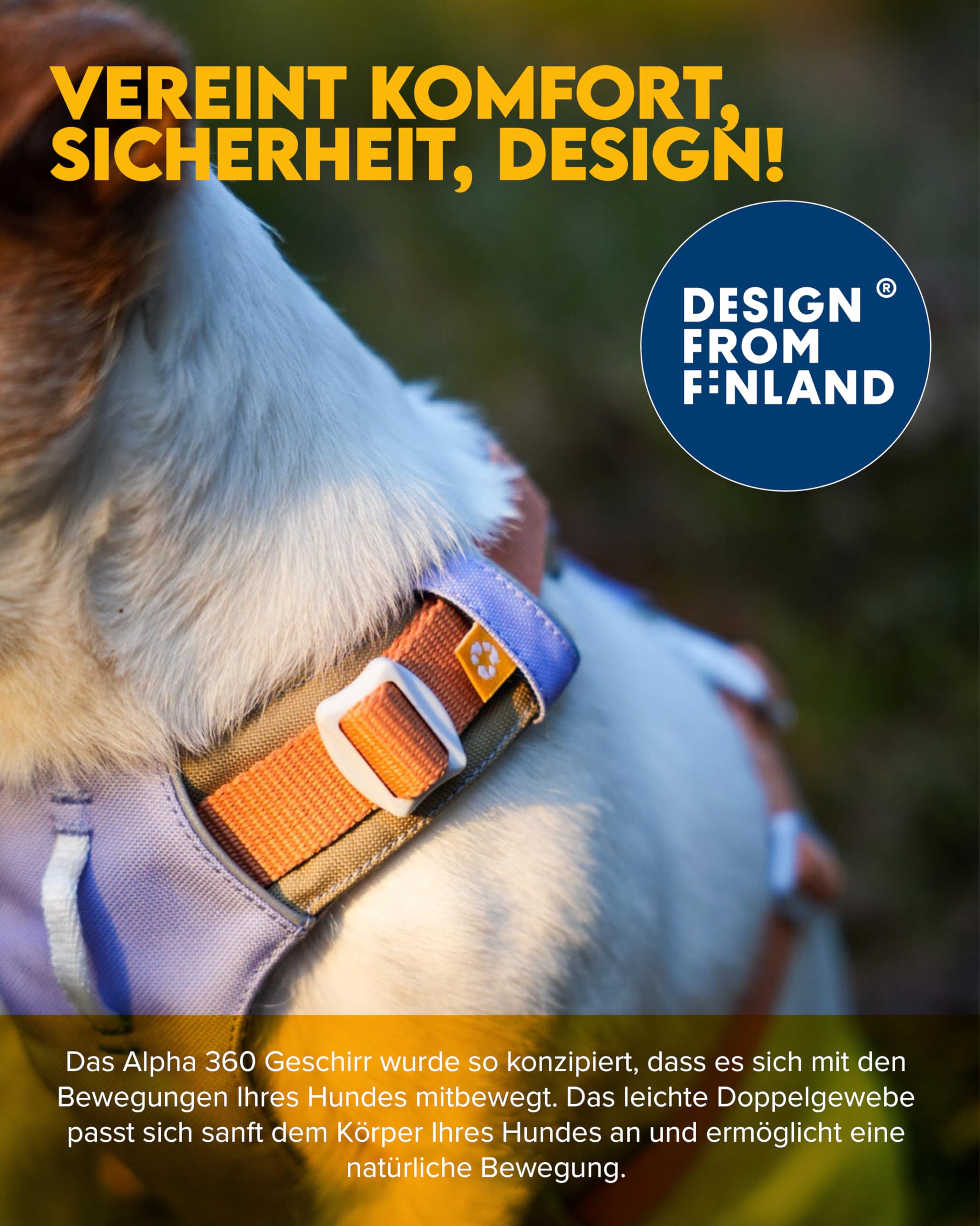 Woolly Wolf Alpha 360 Dog Harness S Lavendel Mix - Hundegeschirr für kleine Hunde aus 100% recyceltem Polyester, Verstellbar & leicht, Perfekt an den Hundekörper anpassbar