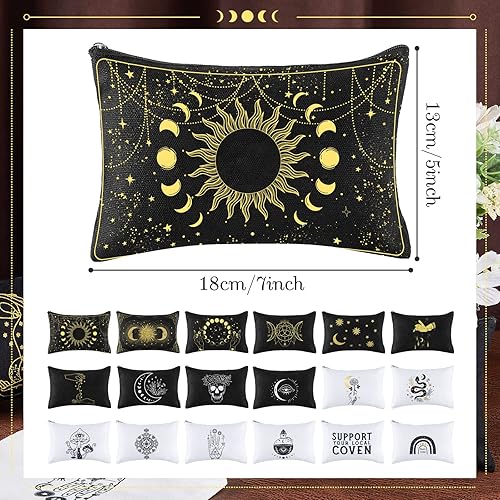 Miniatura 2 de 18 bolsas con cremallera de bruja luna, bolsa de tarot, bolsa de fase, bolsa de bruja, bolsa de lona estética gótica, bolsas de maquillaje, bolsas