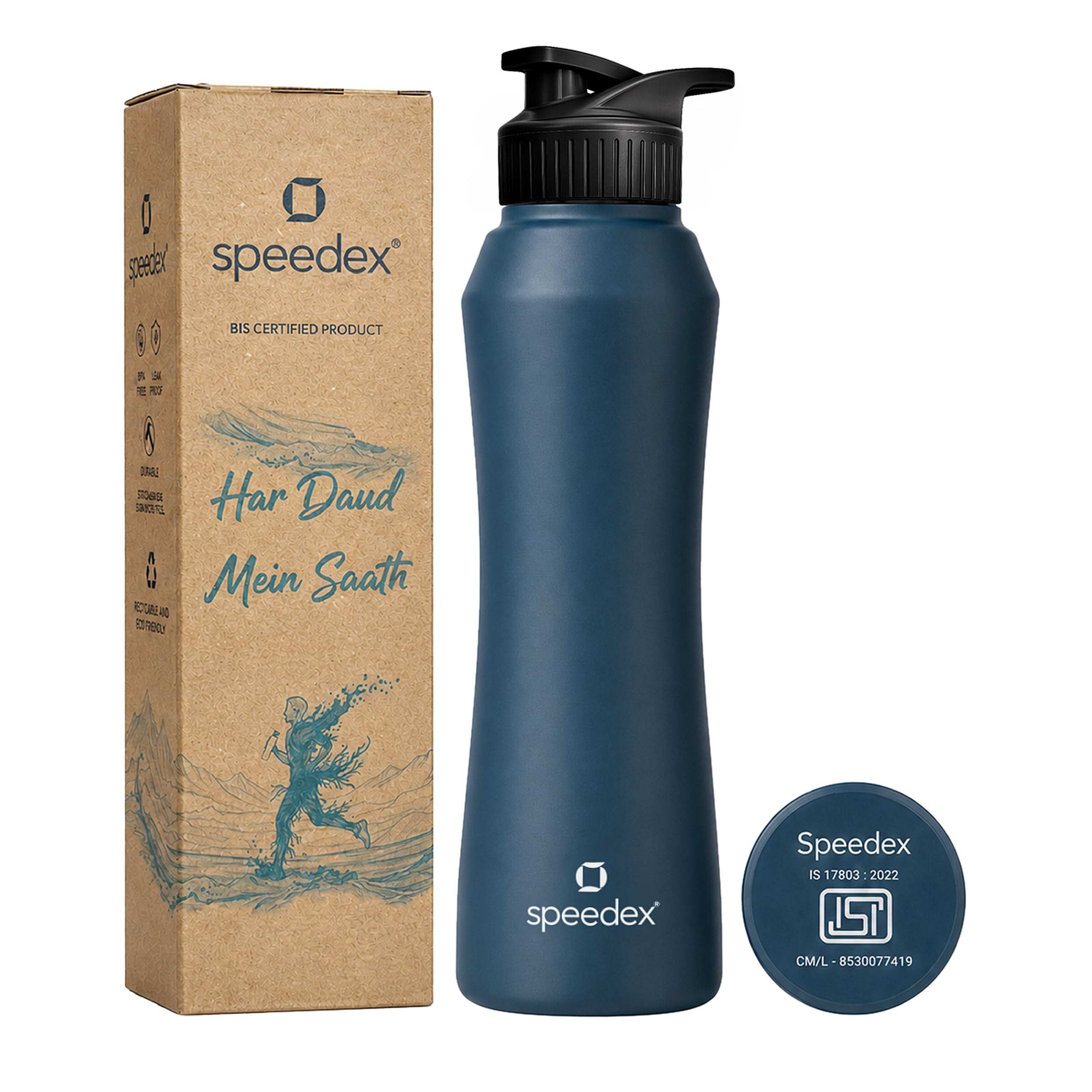 Speedex Stainless Steel Water Bottle 1 Ltr Teal Blue Pack of 1 - Image 1