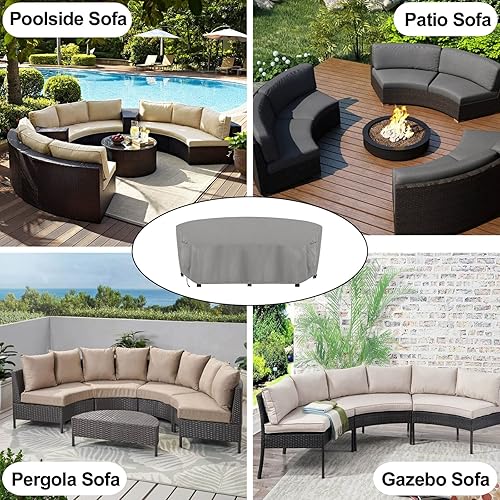 Miniatura 8 de OutdoorLines Funda seccional curvada impermeable para exteriores, resistente a los rayos UV, resistente al viento, para terraza, césped y patio,