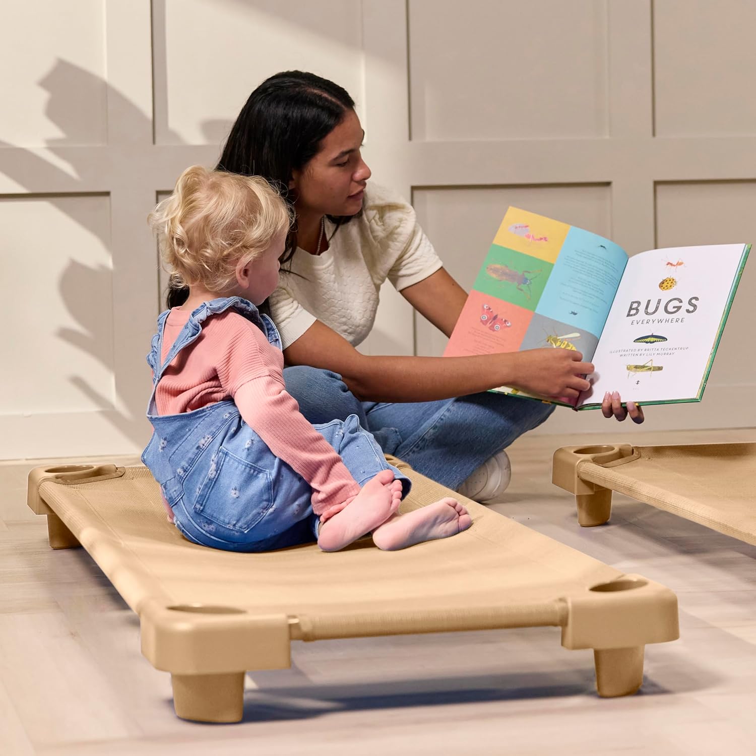 Sleepline Stackable Cots, Ready-to-Assemble, Sleeping Cot, Sand, 6-Pack