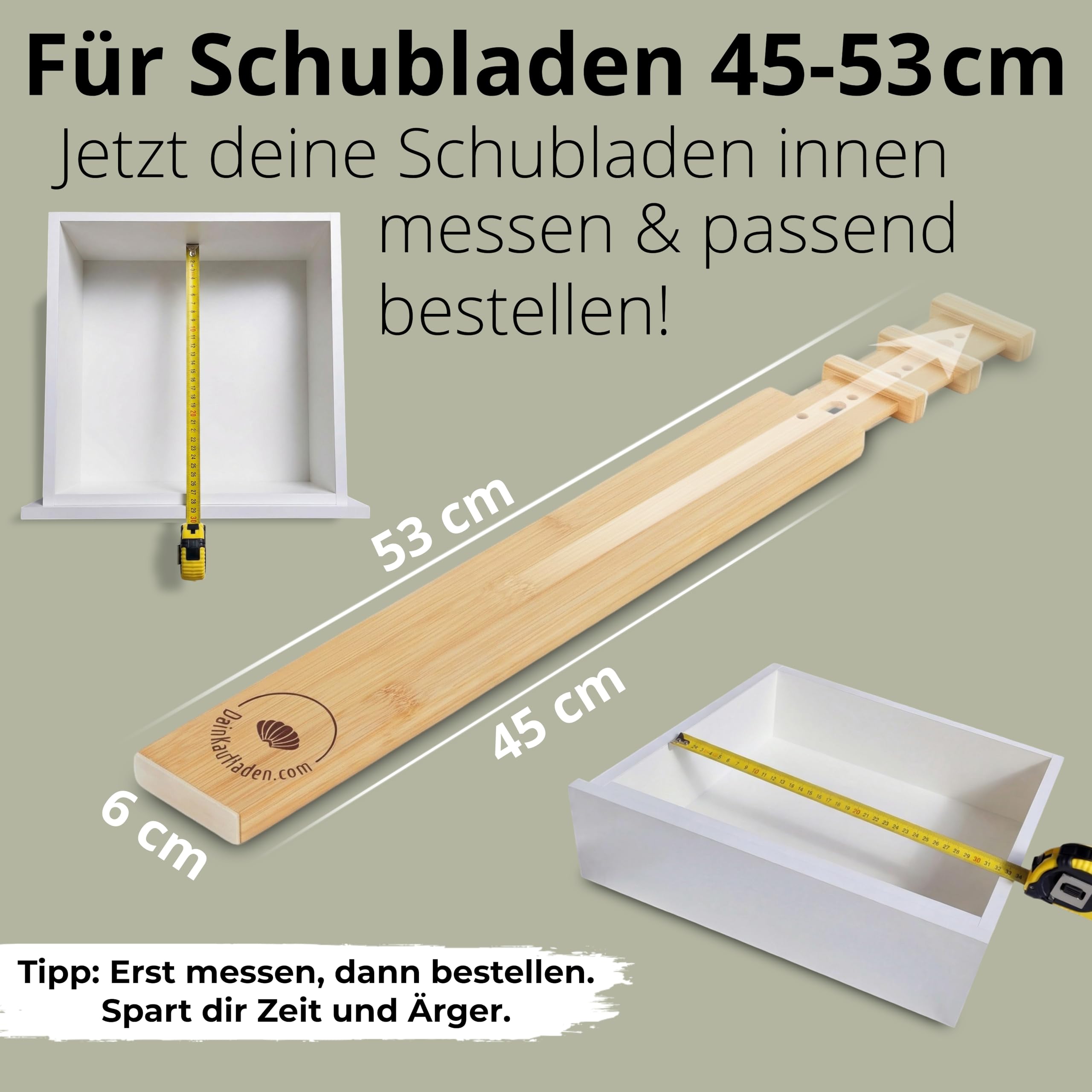 Separador de cajones ajustable de bambú – Organizador de cajones de madera y divisor de cajones para un orden óptimo – Separador para cajones – Separador de cajones y separadores de cajones (45 – 53
