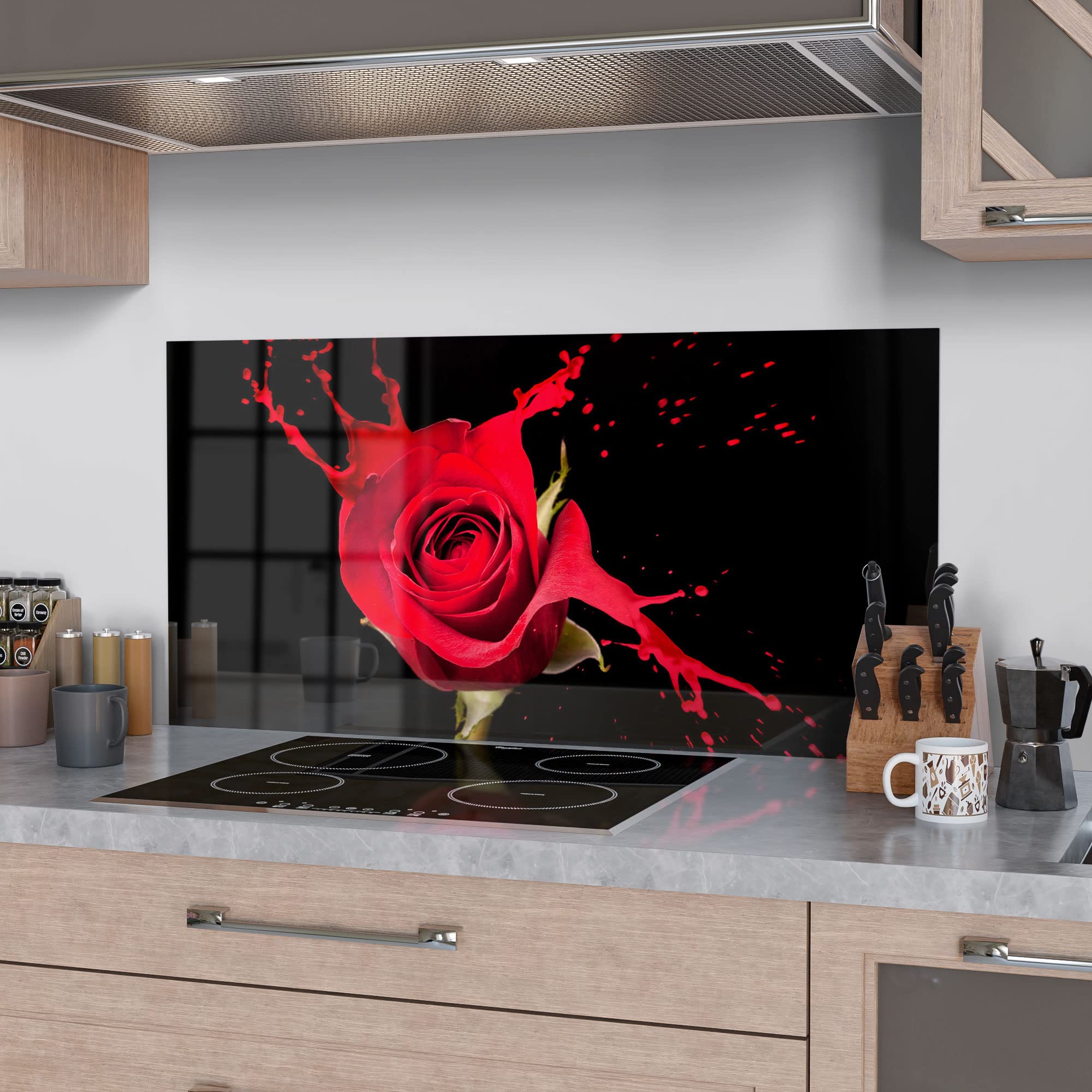 Crédence De Cuisine En Verre 100x50 Cm – Moderne, Motif Art Plume – Blanche Et élégante