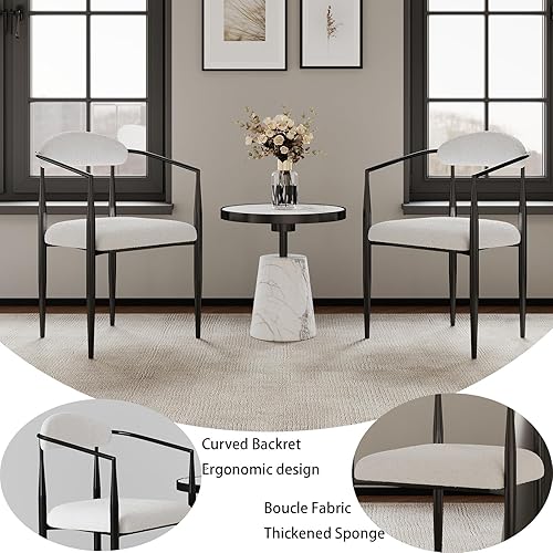Miniatura 5 de WOKER FURNITURE Juego de 2 sillas modernas de comedor con brazos, sillas decorativas de mediados de siglo con patas negras, sillones para cocina,