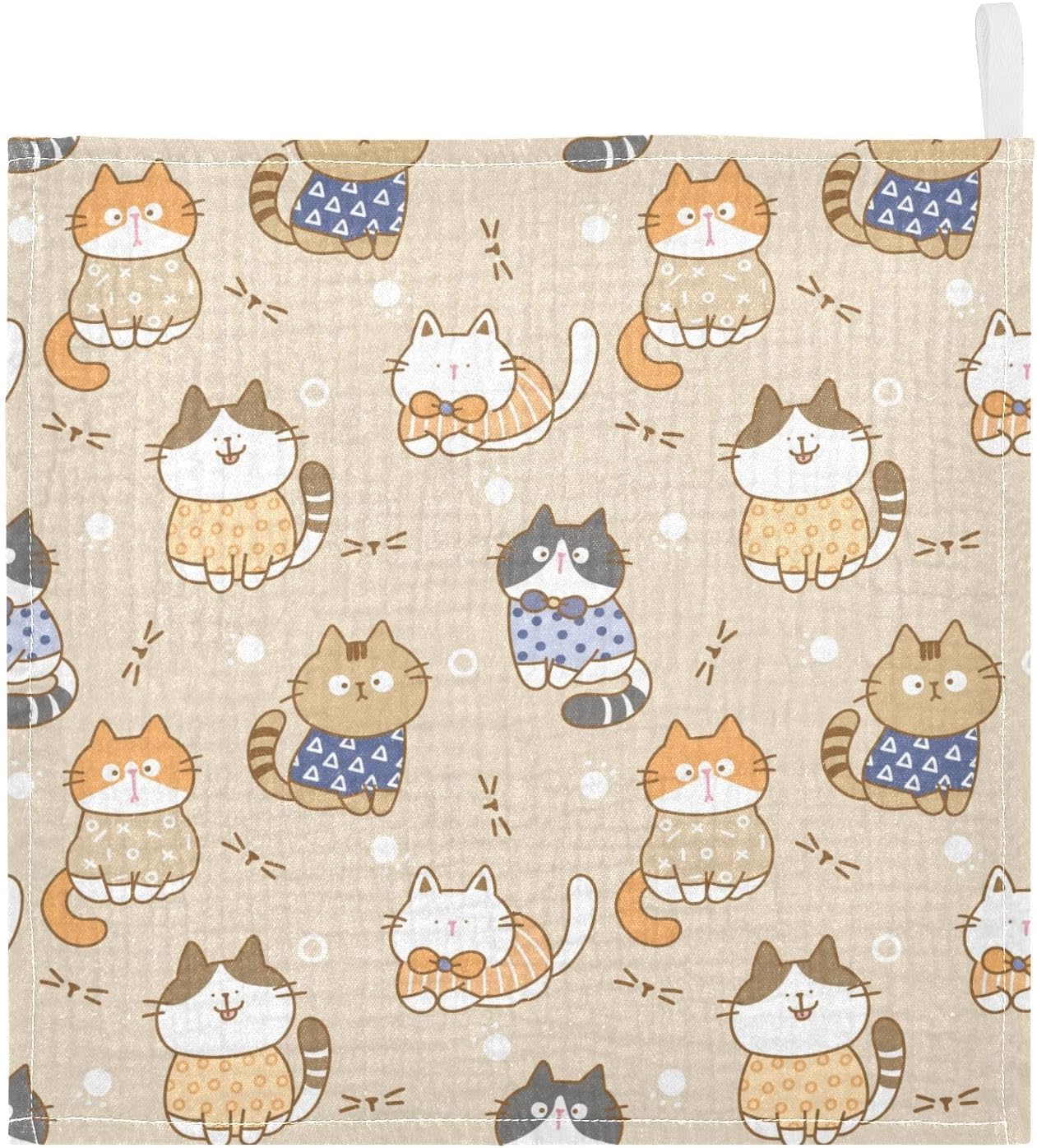 vvfelixl ベビーモスリンウォッシュクロス かわいい猫 ベビーバープクロス コットン ベビーフェイスタオル 新生児 幼児 男の