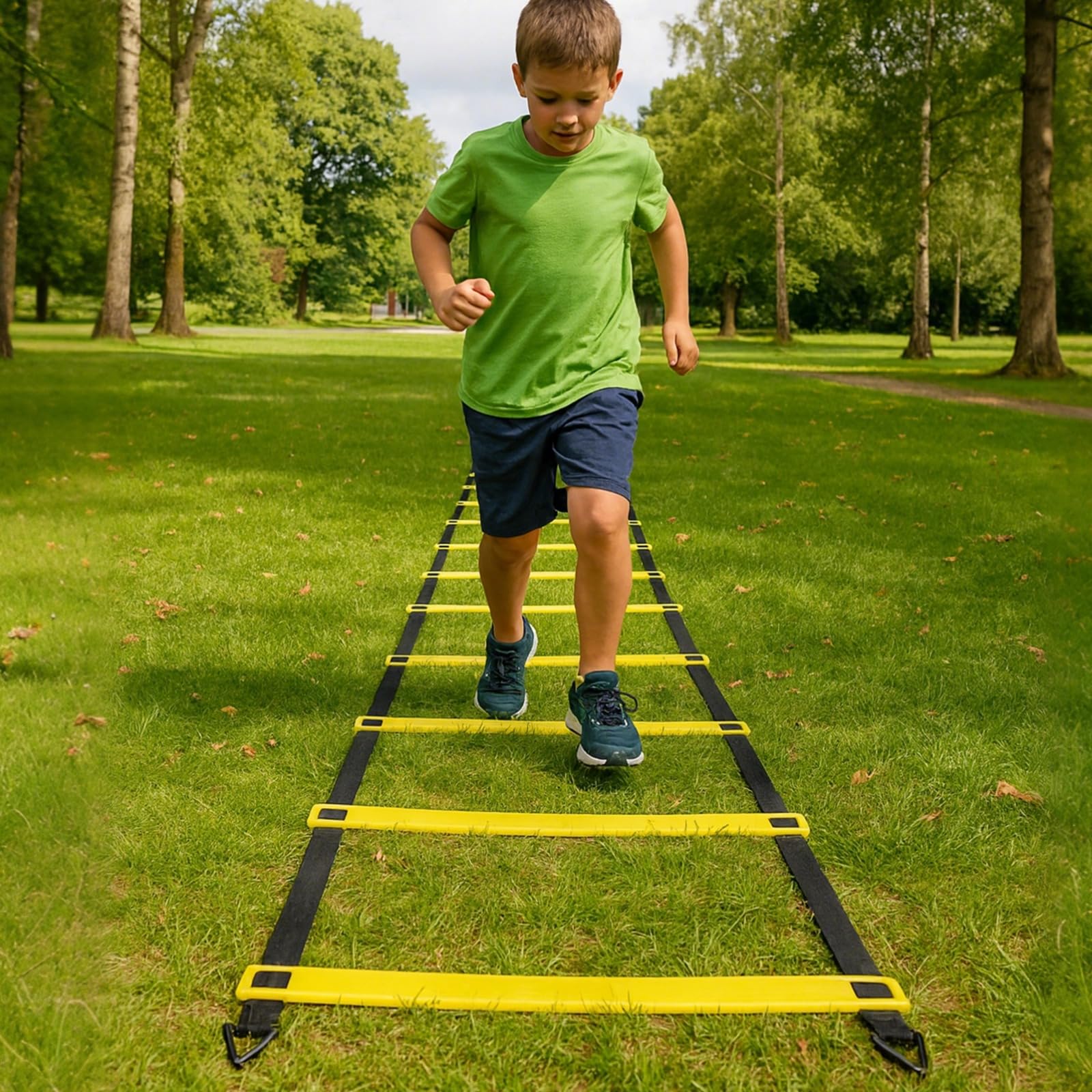 Juego de entrenamiento de escalera de agilidad, 6 metros, escalera de velocidad de 12 peldaños, con 10 conos de fútbol y bolsa de transporte, equipo de entrenamiento de fútbol, agilidad, velocidad