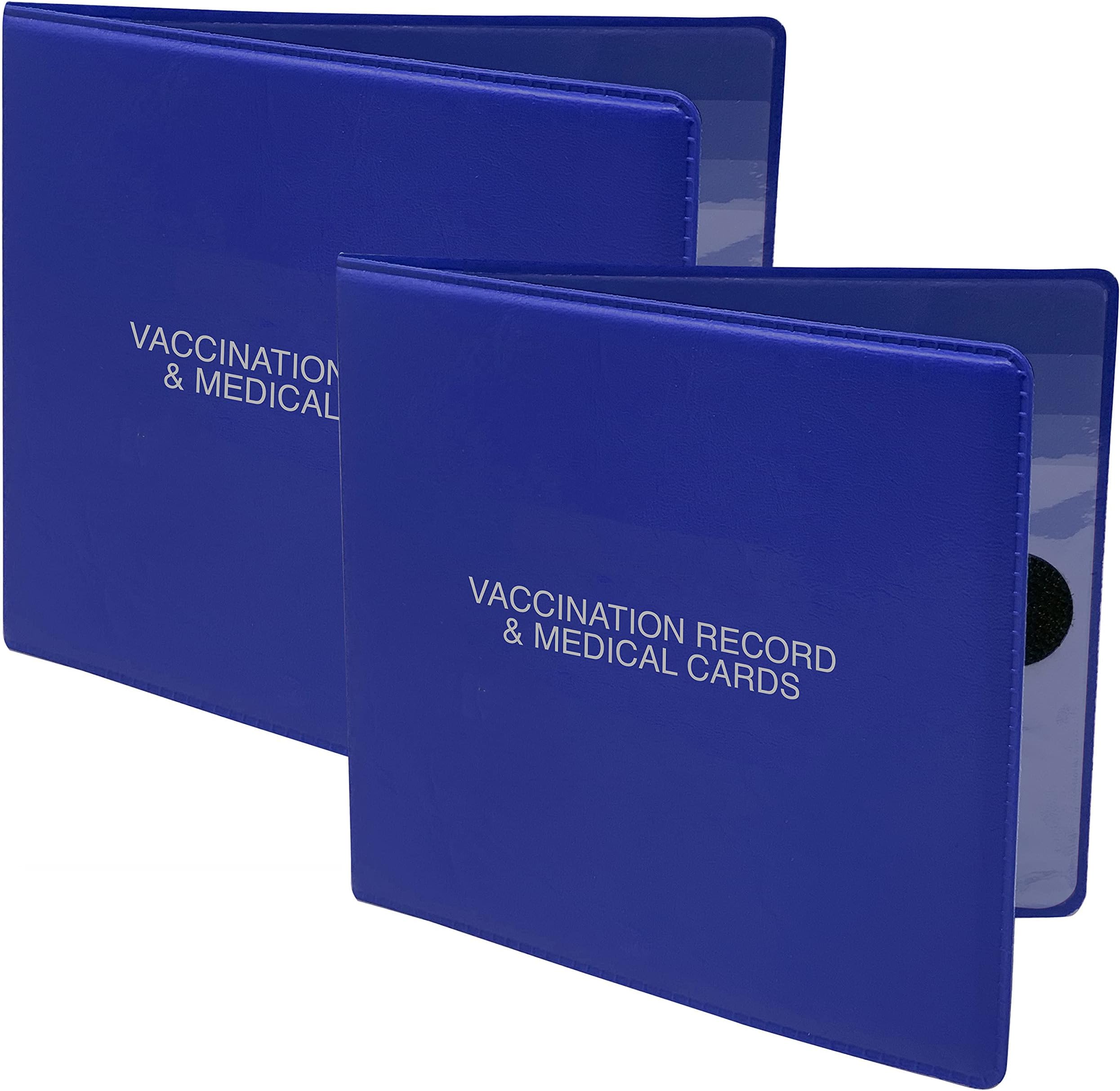 Essentially Yours CDC Vaccine Immunization Record and Card Holder with Three Clear Card Sleeves, Blue, 2 Pack