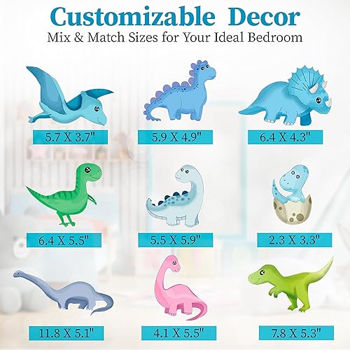 Miniatura 5 de Calcomanías de pared de dinosaurio para habitación de niños y niñas, calcomanías que brillan en la oscuridad, decoración extraíble grande para