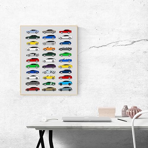 Miniatura 3 de Custom Car Posters Handmade Poster compatible with Audi (Side Profile) Print Wall Art Handmade Decor of the Best of Audi Generations History - Multi