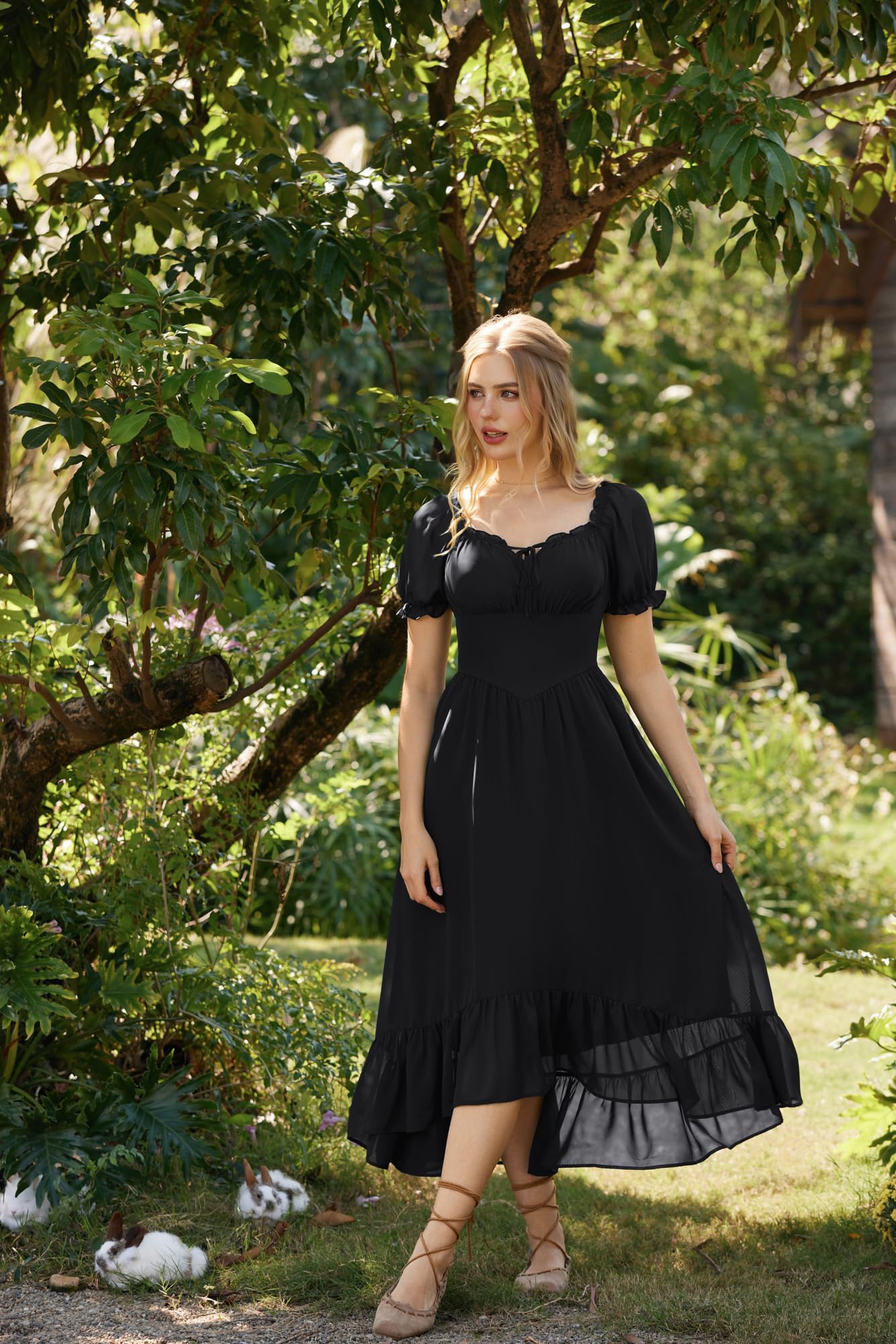 SCARLET DARKNESS Damen Renaissance A-Linie Kleid Schulterfrei Langarm Gesmokte Taille Gestreifte Lange Maxikleider mit Taschen