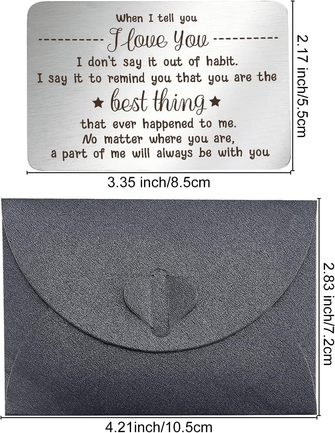 FINGERINSPIRE Wallet Insert Card When I Tell You I Love You Metal Engraved Wallet Insert Card with Beautifully Wrapped Envelope 85x55mm Valentine's Day Gift for Boyfriend Anniversary Wedding Birthday - Image 3