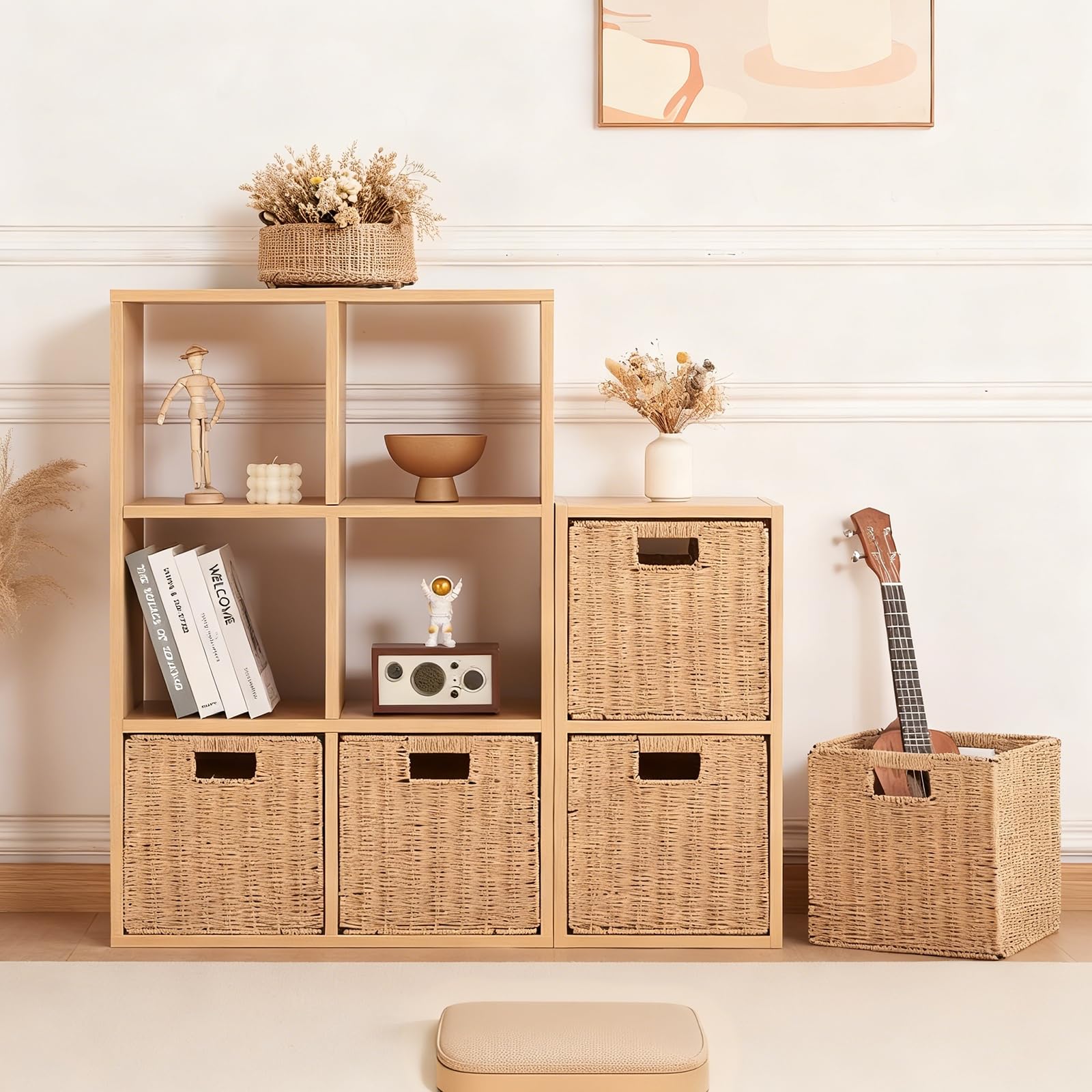 Lot de 3 paniers de rangement tressés,Kallax panier de rangement étagère pliable,boîte d'étagère Storage Box 28x28x28 cm