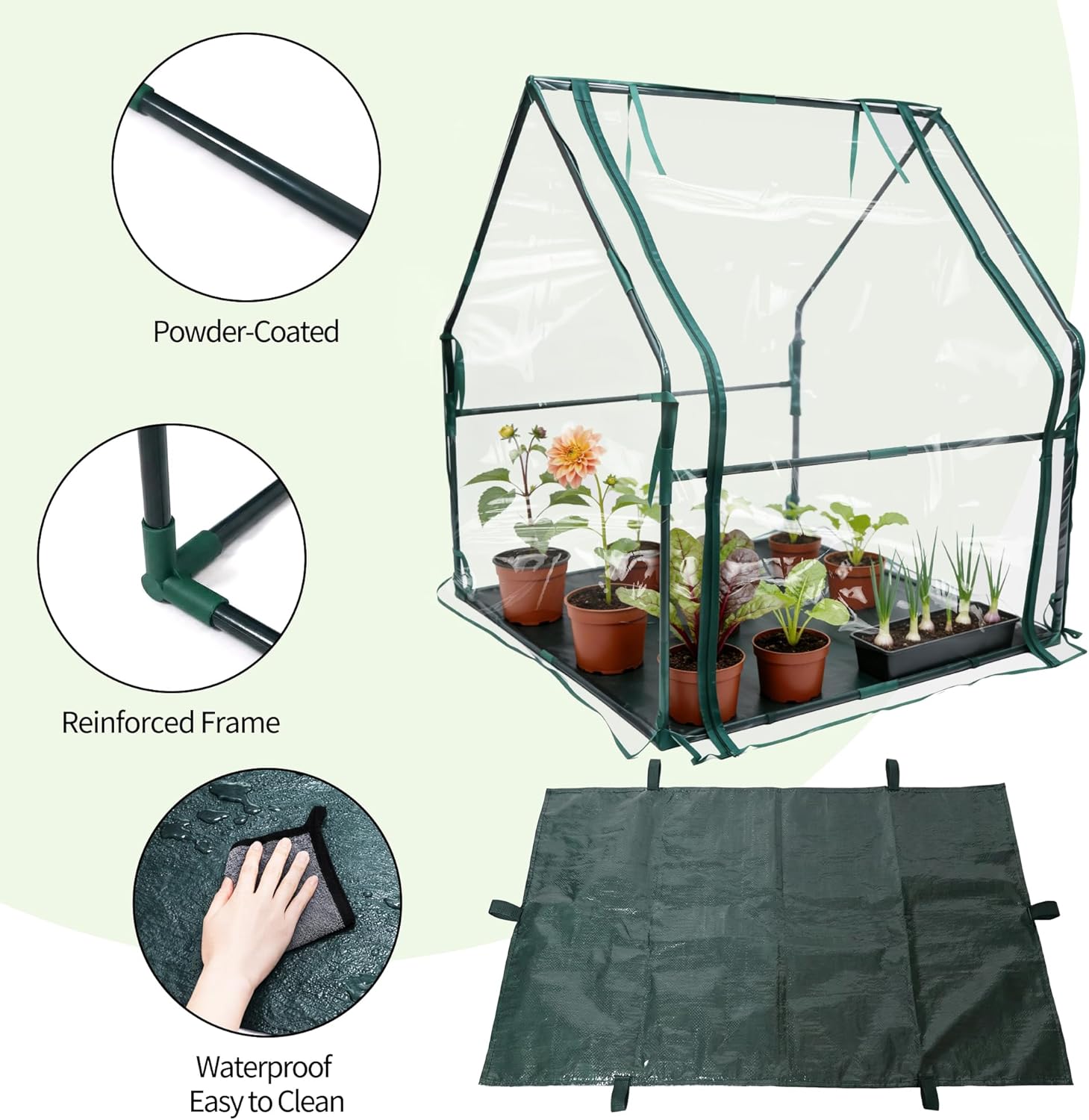 Mini Greenhouse 36"x36"x42" Plant Cover Tent Seed Starting Waterproof Floor Mat Small Plant Tent for Use on Patio Balcony Porch & Indoors/Outdoors