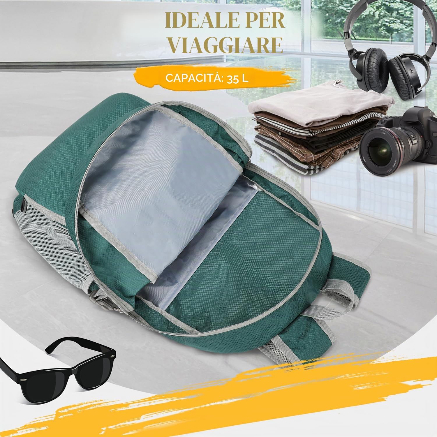 ZOMAKE 35L Zaino Pieghevole Leggero - Zaini Ripiegabile Zainetto Piccolo,Packable Backpack Da Trekking Per Donna Uomo Viaggio Campeggio Città Sportivo
