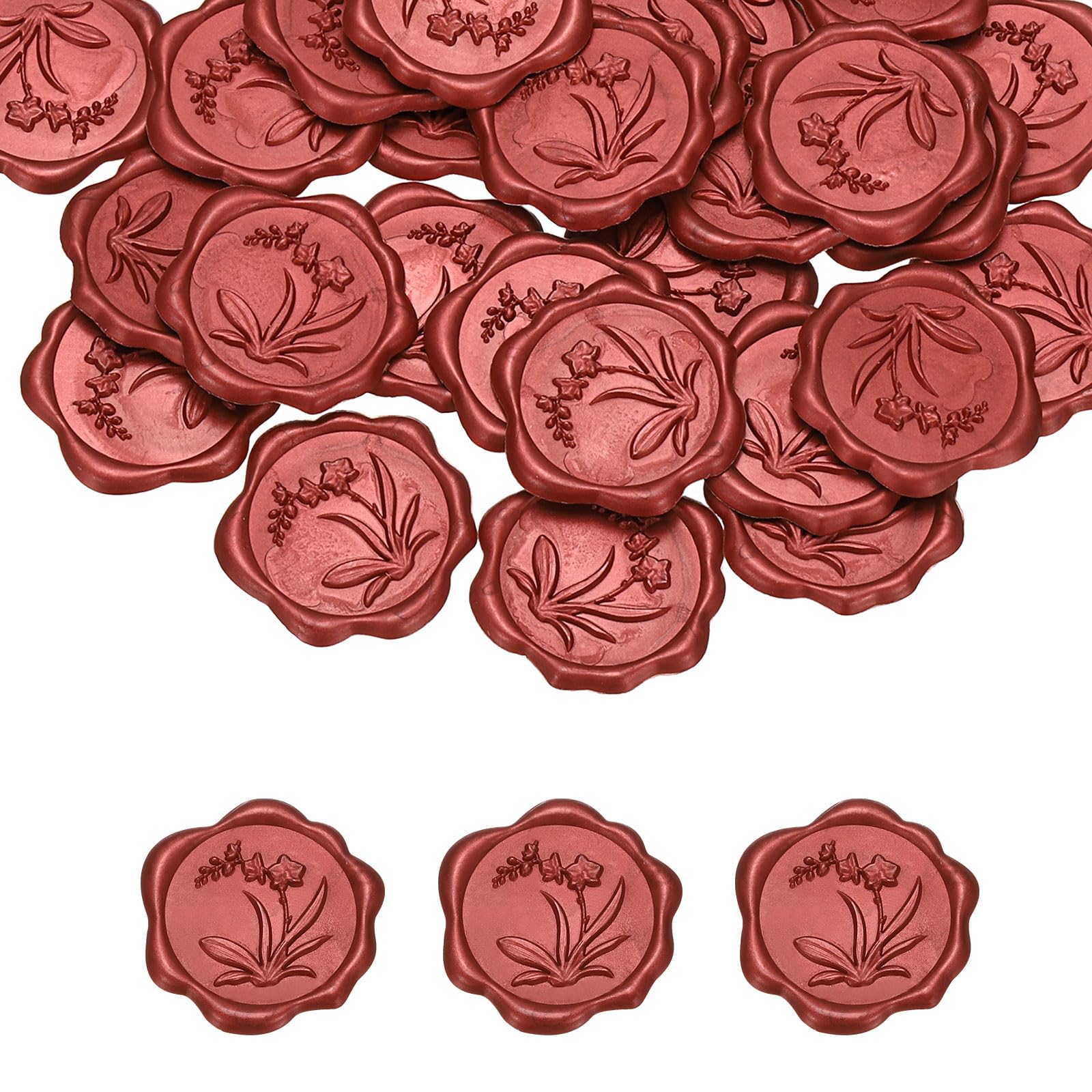 PATIKIL Wax Seal Stickers, 100 Pcs Envelope Seal Stickers, Self-Adhesive Wax Stamp Wedding Invitation Accessories for Wedding Party Birthday Gift Wrapping Anniversary, Burgundy