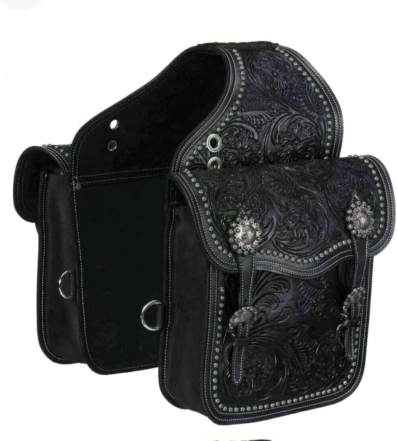 Black Premium Leather Western Horse Saddle Bag Horse Hand Made Saddle Bag Saddle Bag Medium Oil Leather One Size