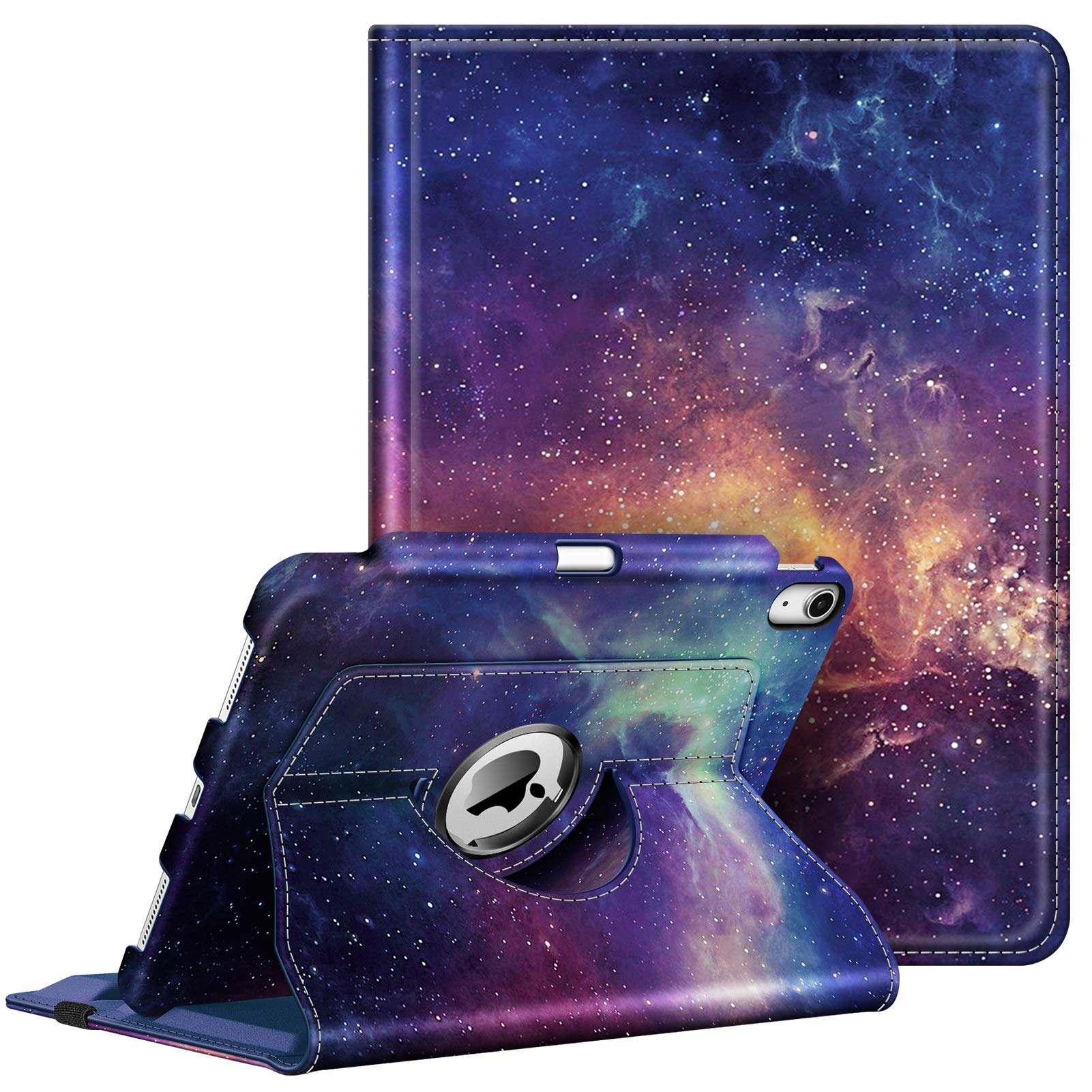 FINTIE Case Compatible with iPad Air 5th Generation (2022) / iPad Air 4th Generation (2020) 10.9 inch with Pencil Holder - 360 Degree Rotating Stand Cover with Auto Sleep/Wake, Galaxy