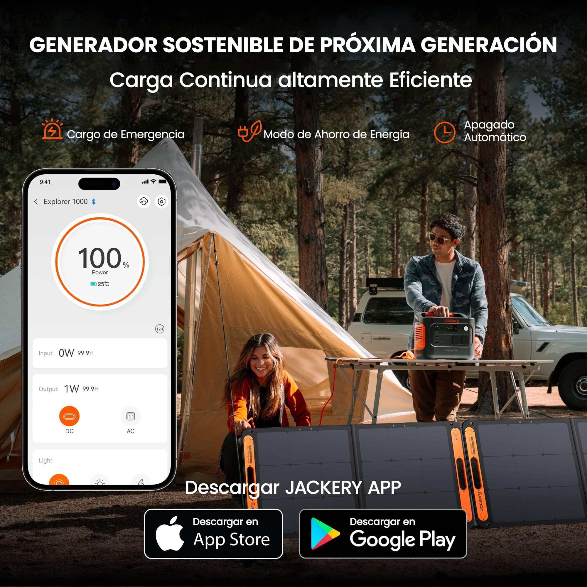 Generador Eléctrico Portátil Jackery Explorer 1000 v2 con 100W Panel Solar, 1070Wh Batería LFP, 1500W AC/100W USB-C Salida, Carga Completa Rápida 1H vía APP para Exteriores, Autocaravanas, Emergencias — view 4
