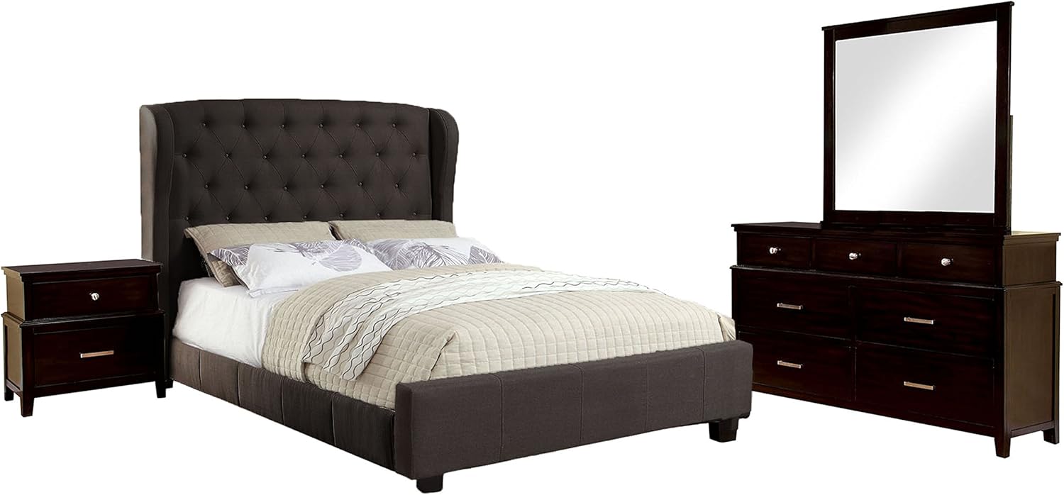 HOMES Inside + Out Boleyn 4 Piece Wingback Bed Set, King
