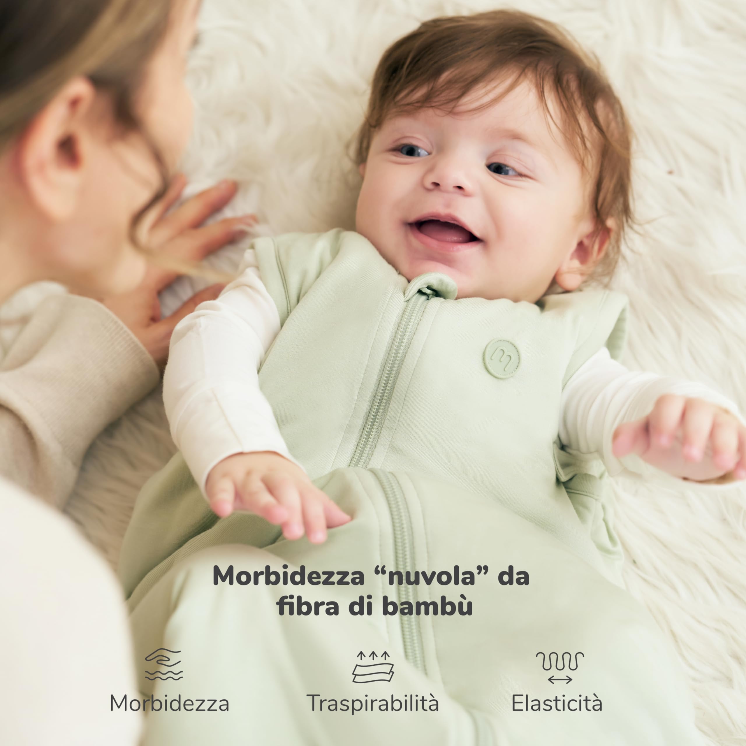 momcozy Sacco Nanna Per Bebè, 1,5 TOG In Fibra Di Bambù, SnapFit Regolabile Sotto Le Ascelle, Fondo Ampio Per Movimento Naturale, Zip A Doppio Cursore Con Protezione
