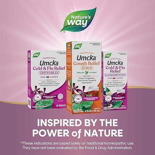 Miniatura 8 de Nature's Way Umcka Cough Relief Syrup, Chest Congestion, Sore Throat, Cough, Hoarseness, Phenylephrine Free, Homeopathic, Non-Drowsy, 4 Fl Oz