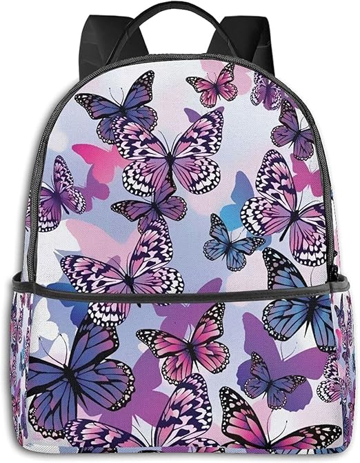 Purple Blue Butterflies Backpack Casual Travel Backpacks Laptop Bag For Men Women Amazon.ca