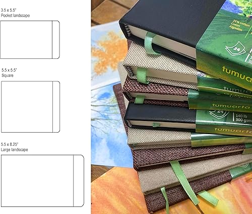 Miniatura 5 de tumuarta Cuaderno de Acuarela Cuadrado, 140 LB, 300 GSM, 5.5X5.5, Papel de Algodón, Prensado en Frío, 24 Hojas, Libros de Bocetos de Acuarela para