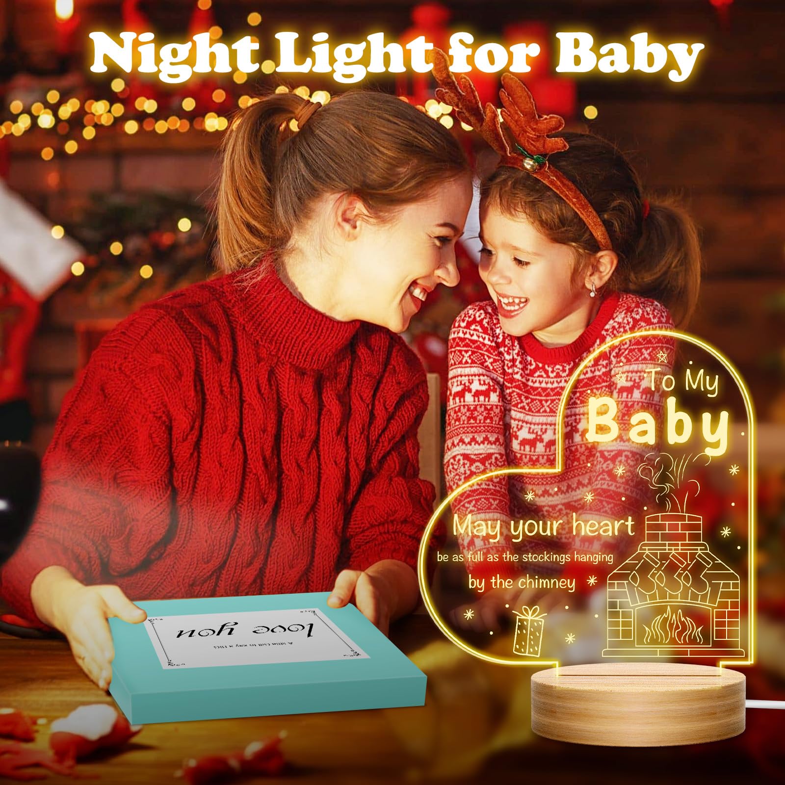 Regalo di Natale per giocattoli per bambini, lampada notturna 3D con incisione, luce notturna con incisione, regalo religioso per battesimo con parole di preghiera, lode cristiana e ispirazione per