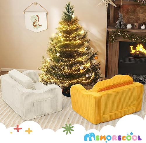 Miniatura 196 de MeMoreCool Sofá de dinosaurio para niños, silla plegable para niños pequeños, sofá cama convertible que brilla en la oscuridad, salón plegable para