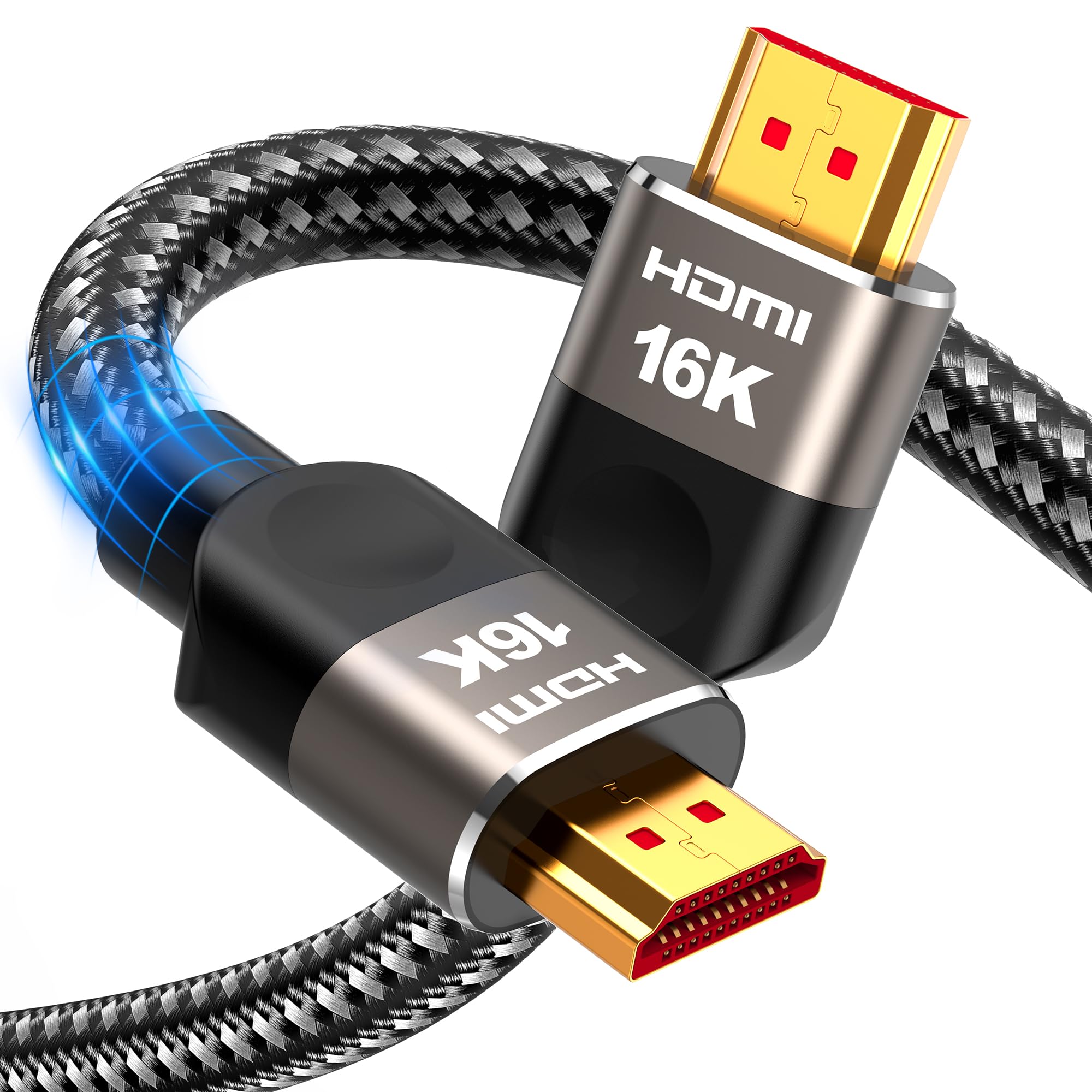 Highwings Cable HDMI 16K 8K 2.2 6.6 pies, cable HDMI de alta velocidad de 96 Gbps de última generación, compatible con juegos de 16 K a 60 Hz, 8 K a 120 Hz, 4K a 240 Hz, a prueba de futuro, eARC++