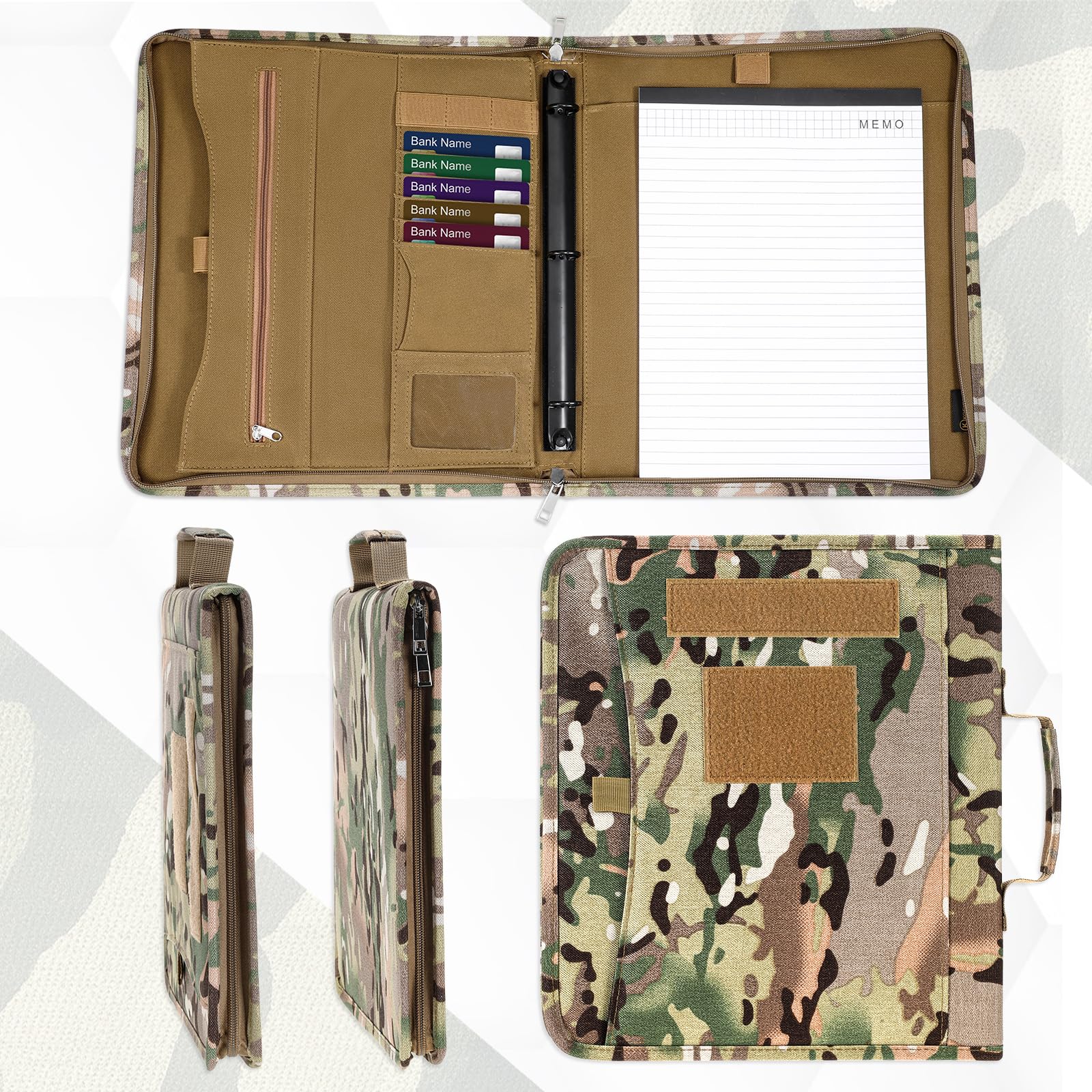 Dimeho Portfolio de carnet amovible à 3 anneaux avec poches de rangement multiples, fermeture éclair durable, planificateur, contient du papier à lettre A4 ou des professionnels des amateurs de plein